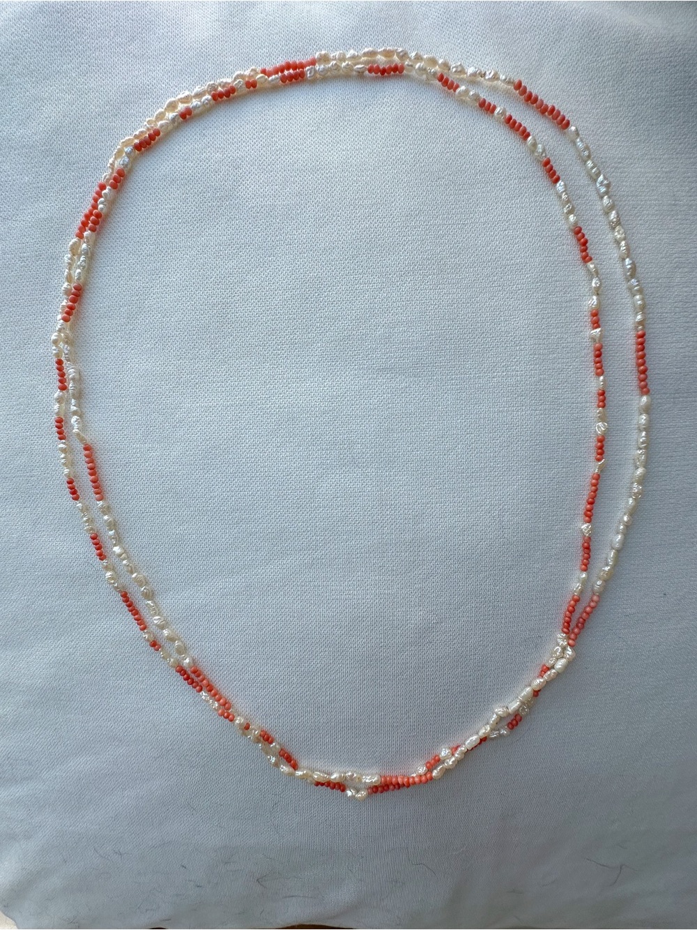 Vintage Coral and Pearl Two Strand Necklace